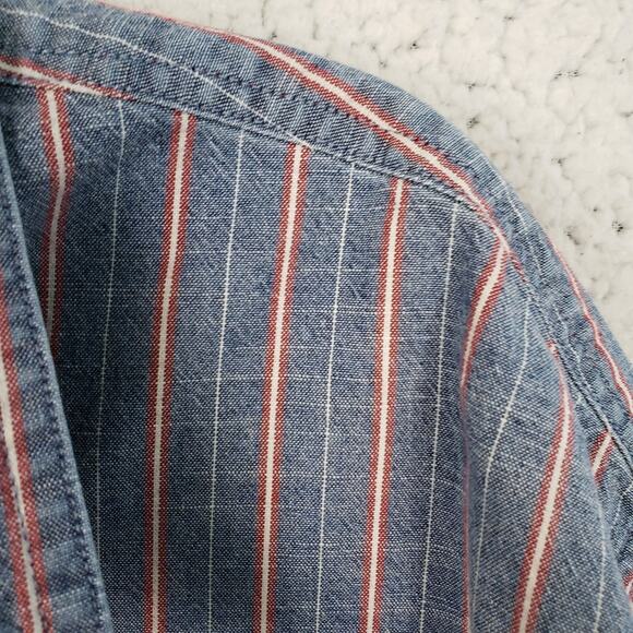 LL Bean Button Down Shirt Mens XL Blue Red Stripe Cotton Classic Light 52x31 - Picture 3 of 11